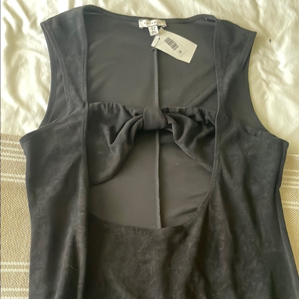 Black Sleeveless Top with Bow Detail